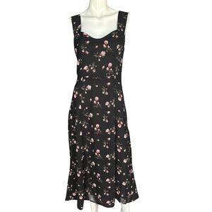 NWT Rihoas Black Floral Midi Dress Size Small